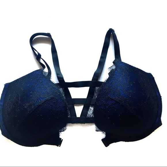 Victoria’s Secret blue/black lace bra in size 34DD - Picture 4 of 9